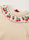 Cherry Motif Intarsia Jumper in Cream (6mths-4yrs) Knitwear  from Pepa London