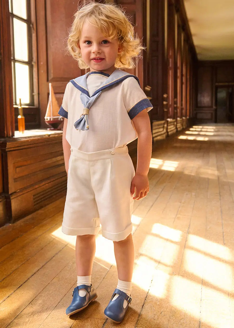 The Royal Mariner Two Piece Set in White (12mths-5yrs) TWO PIECE SETS from Pepa London
