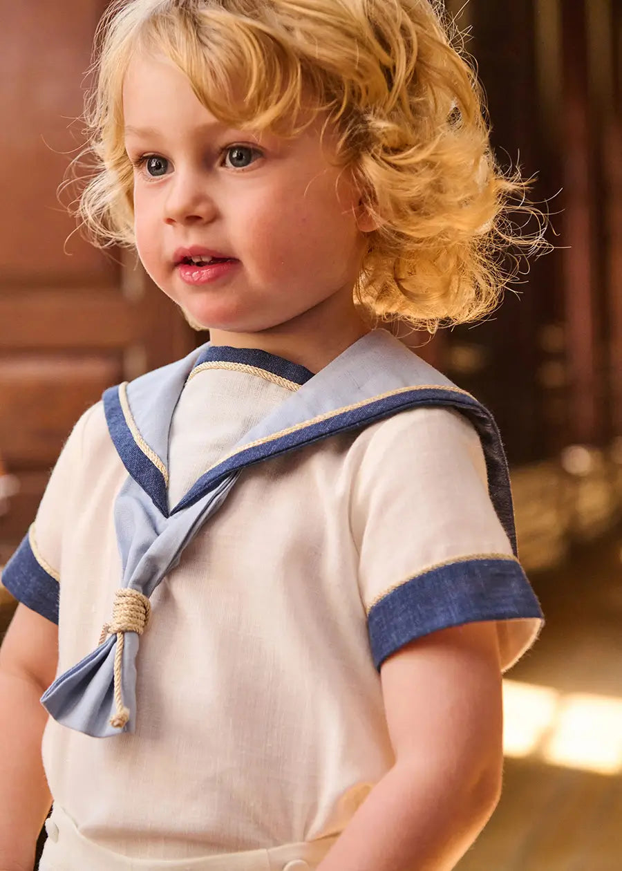 The Royal Mariner Two Piece Set in White (12mths-5yrs) TWO PIECE SETS from Pepa London