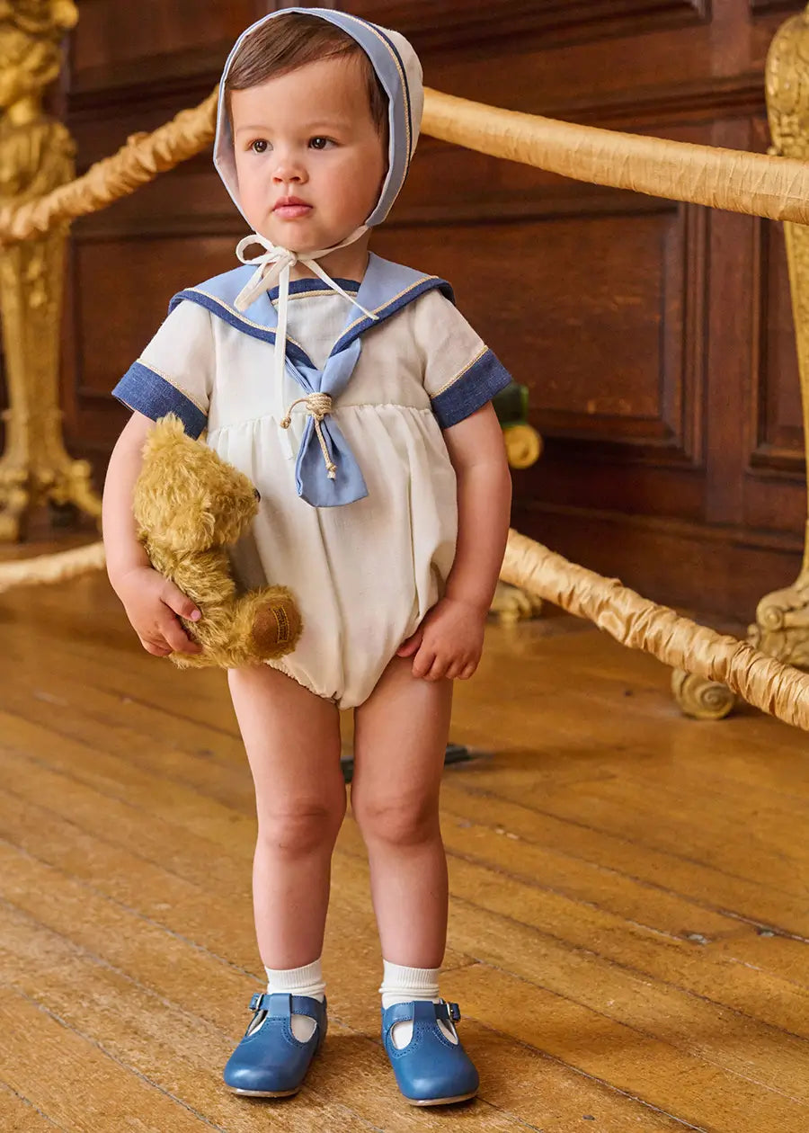The Royal Mariner Romper in White (6mths-3yrs) Rompers from Pepa London