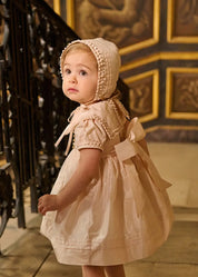 The Royal Silk Dress with Bloomers in Rose (6mths-3yrs) Dresses from Pepa London