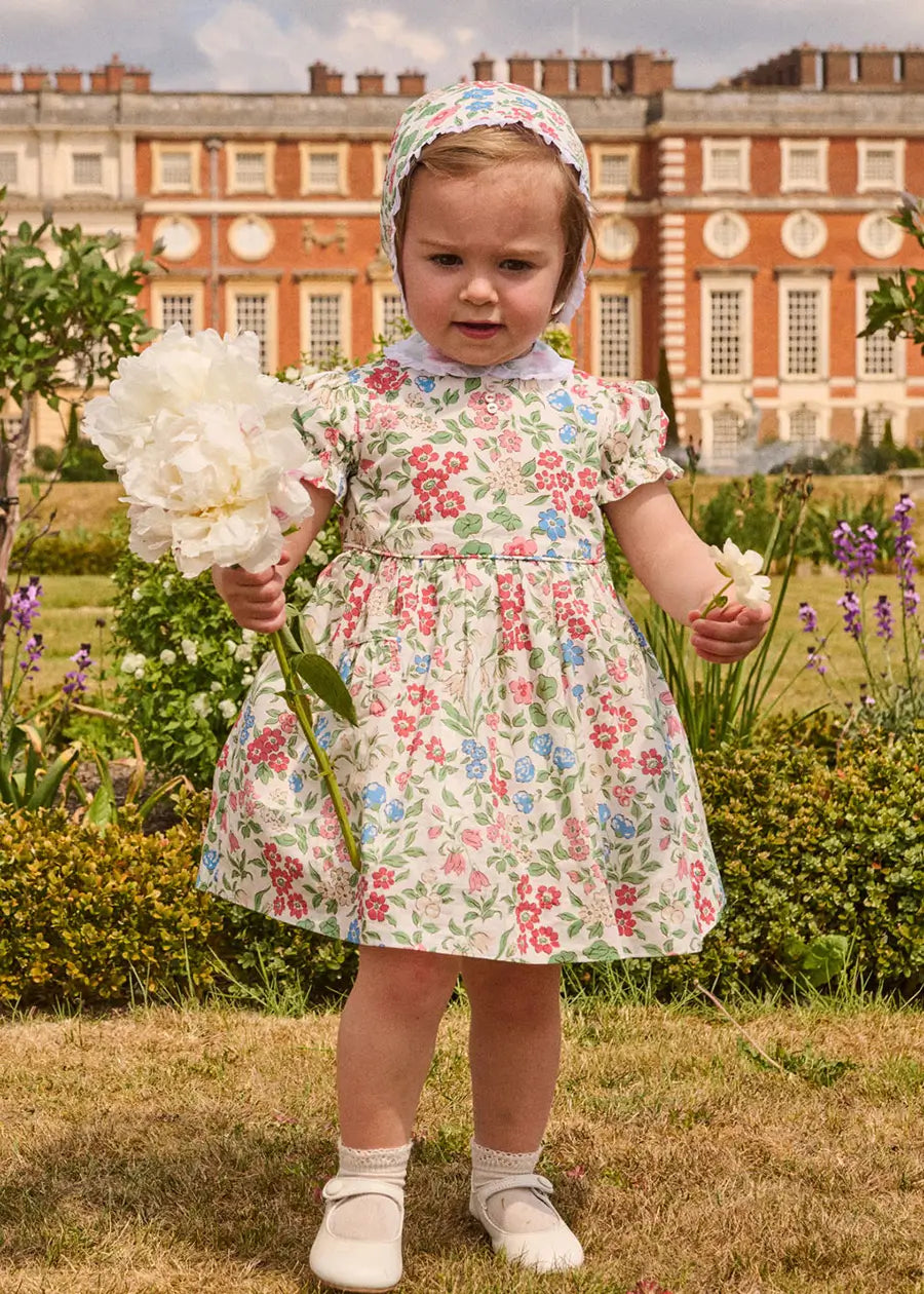 The Royal Floral Dress with Bloomers in Cream Made with Liberty Fabric (6mths-3yrs) Dresses from Pepa London