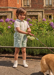 The Regency Floral Hand Smocked Two Piece Set in Green (12mths-5yrs) TWO PIECE SETS from Pepa London
