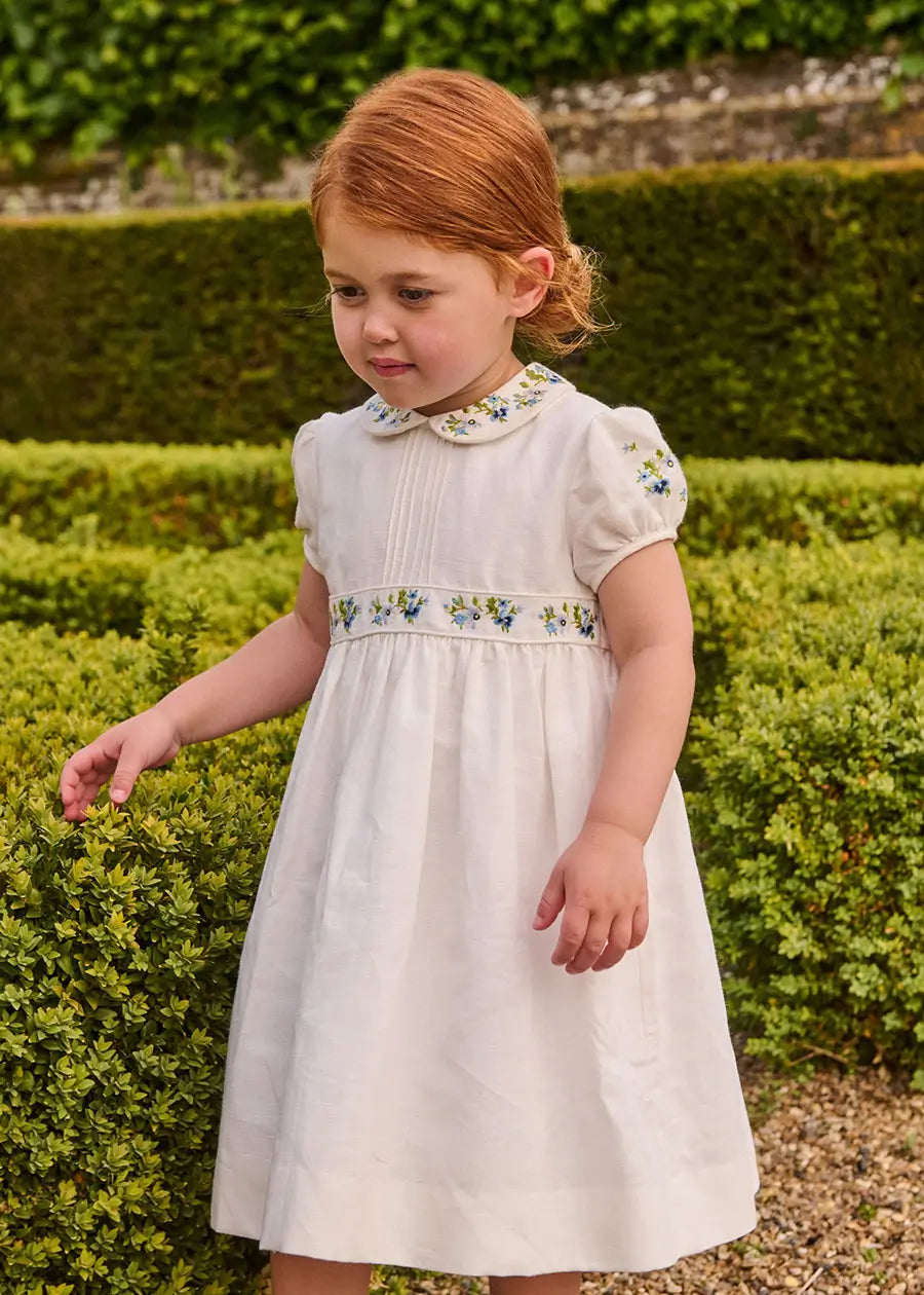The Royal Embroidered Dress in White (12mths-10yrs) Dresses from Pepa London