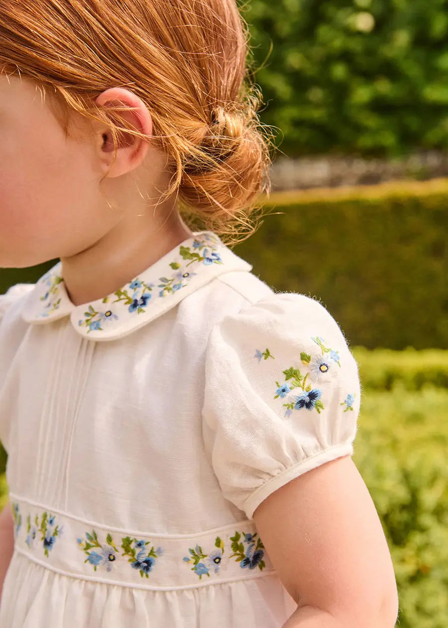 The Royal Embroidered Dress in White (12mths-10yrs) Dresses from Pepa London