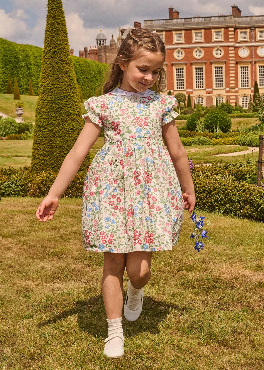 The Royal Floral Dress in Cream Made with Liberty Fabric (4-10yrs) Dresses from Pepa London