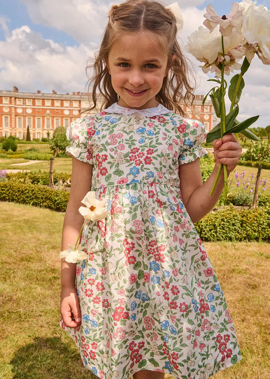 The Royal Floral Dress in Cream Made with Liberty Fabric (4-10yrs) Dresses from Pepa London