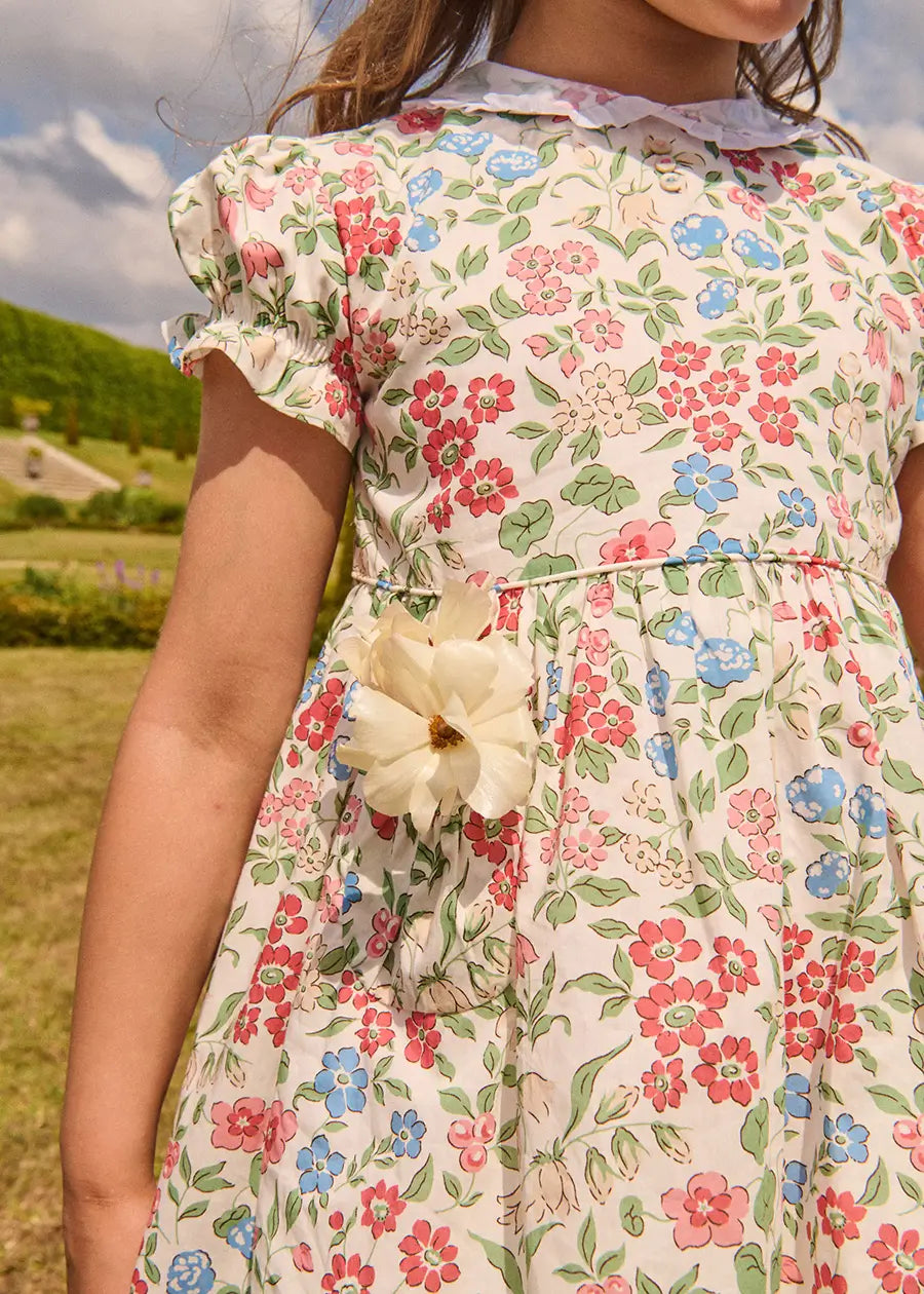 The Royal Floral Dress in Cream Made with Liberty Fabric (4-10yrs) Dresses from Pepa London