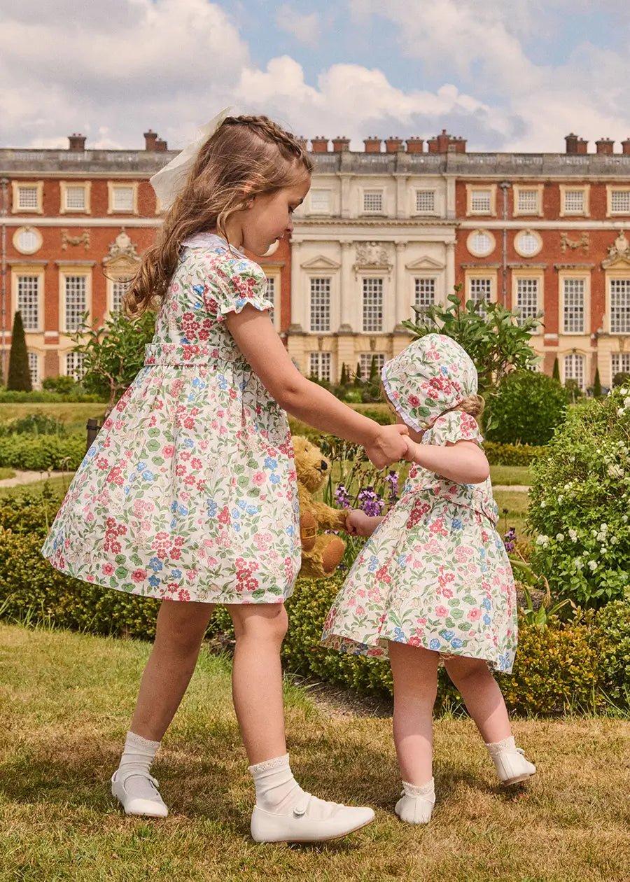cream floral toddler dress Cream Flowery Girl Dress- Kirsten and Kendall Pink / 7Y