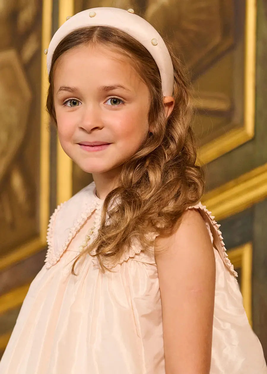 The Royal Silk & Pearl Hairband in Rose (OS) Hair Accessories from Pepa London