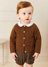 Cable Cardigan in Brown (6mths-3yrs) Knitwear  from Pepa London