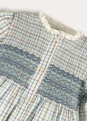 Beaumont Check Long Sleeve Dress in Blue (18mths-10yrs) Dresses from Pepa London