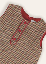 Glenmore Houndstooth Sleeveless Pinafore Dress in Brown (2-10yrs) Dresses from Pepa London