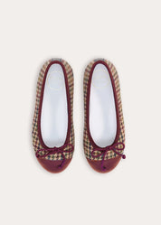 Glenmore Houndstooth Tweed Ballerina Shoes in Brown (24-36EU) Shoes from Pepa London
