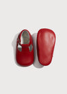Leather T-bar Baby Pram Shoes Red (17-20EU) Shoes  from Pepa London