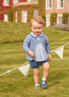 Peter Pan Collar Contrast Trim Short Sleeve Two Piece Set in Blue (6mths-3yrs)   from Pepa London