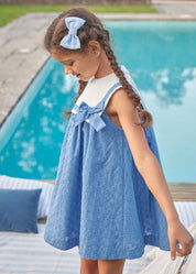 Broderie Anglaise Sleeveless Trapeze Dress in Blue (12mths-10yrs) Dresses  from Pepa London