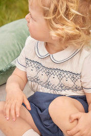 The French Blue Hand Smocked Two-Piece Set Baby Boy Look Look  from Pepa London