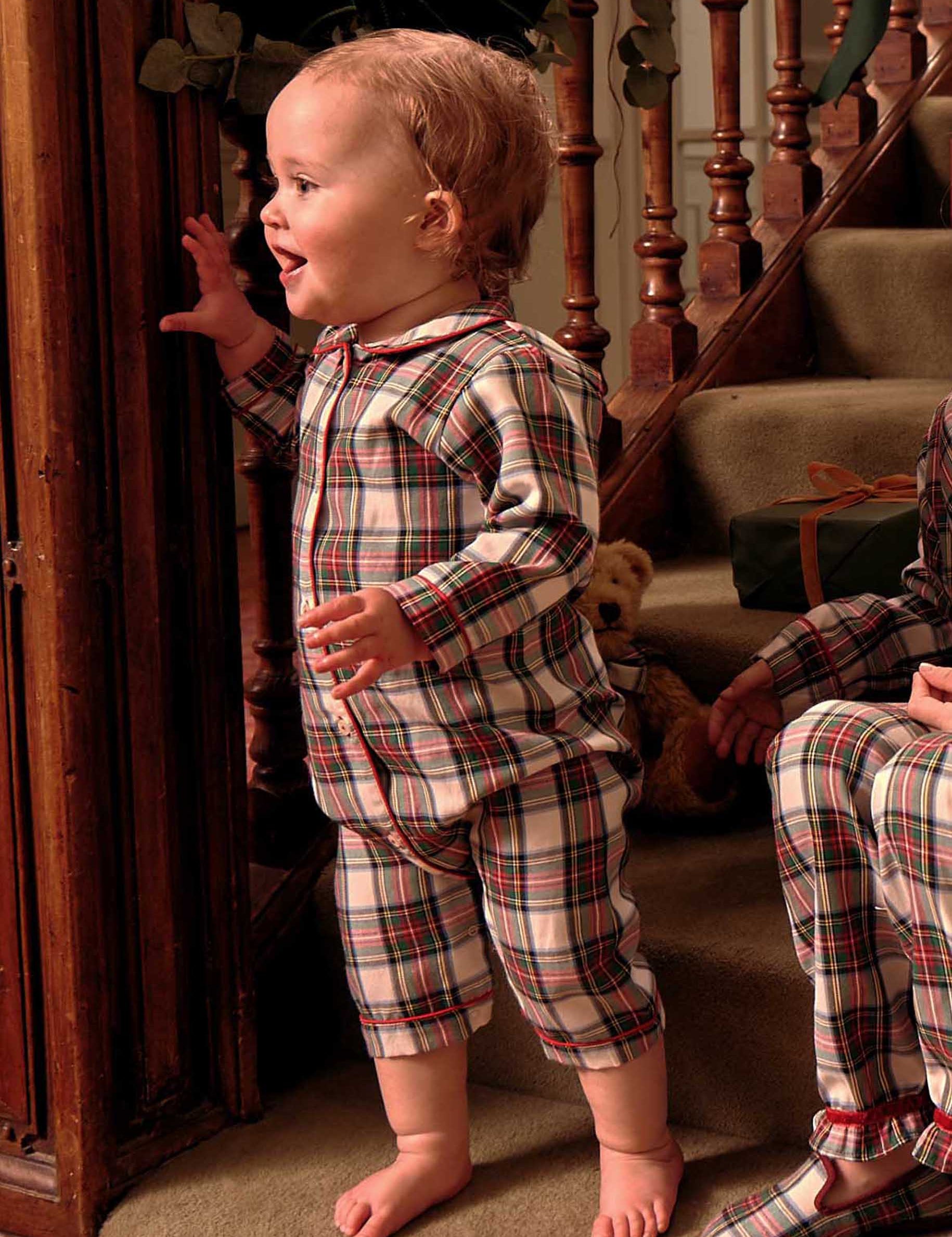 Sussex Tartan Peter Pan Collar Nightwear in Red (6mths-3yrs) Nightwear  from Pepa London