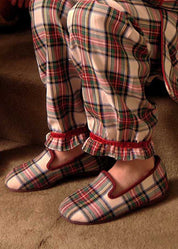 Sussex Tartan Slippers in Red (24-34EU) Shoes  from Pepa London