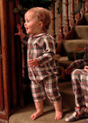 Sussex Tartan Peter Pan Collar Nightwear in Red (6mths-3yrs) Nightwear  from Pepa London