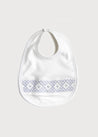 White Bib with Blue Handsmocked Details Accessories  from Pepa London