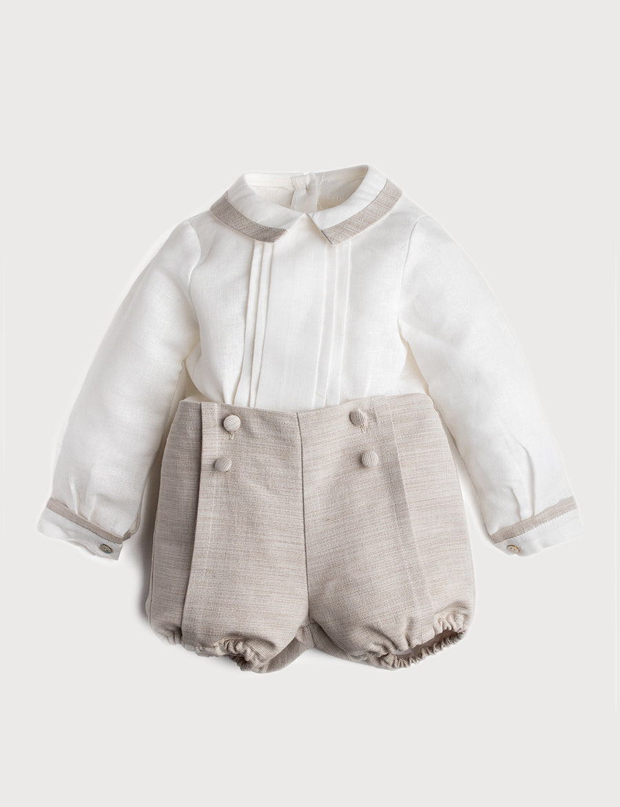 Beige Linen Celebration Set (12mths-3yrs) Sets  from Pepa London