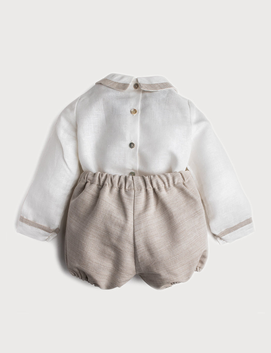 Beige Linen Celebration Set (12mths-3yrs) Sets  from Pepa London