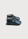 Leather T-Bar Pram Shoes in Classic Blue (17-20EU) Shoes  from Pepa London