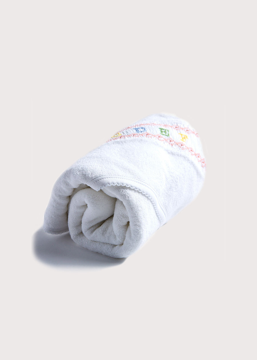 White Towel with Pink ABC Detailing Accessories  from Pepa London