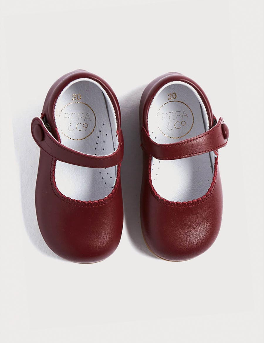 Mary Jane Baby Shoes in Burgundy (20-24EU) Shoes  from Pepa London