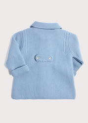 Double Breasted Knitted Buttoned Coat in Blue (6mths-2yrs) Knitwear  from Pepa London