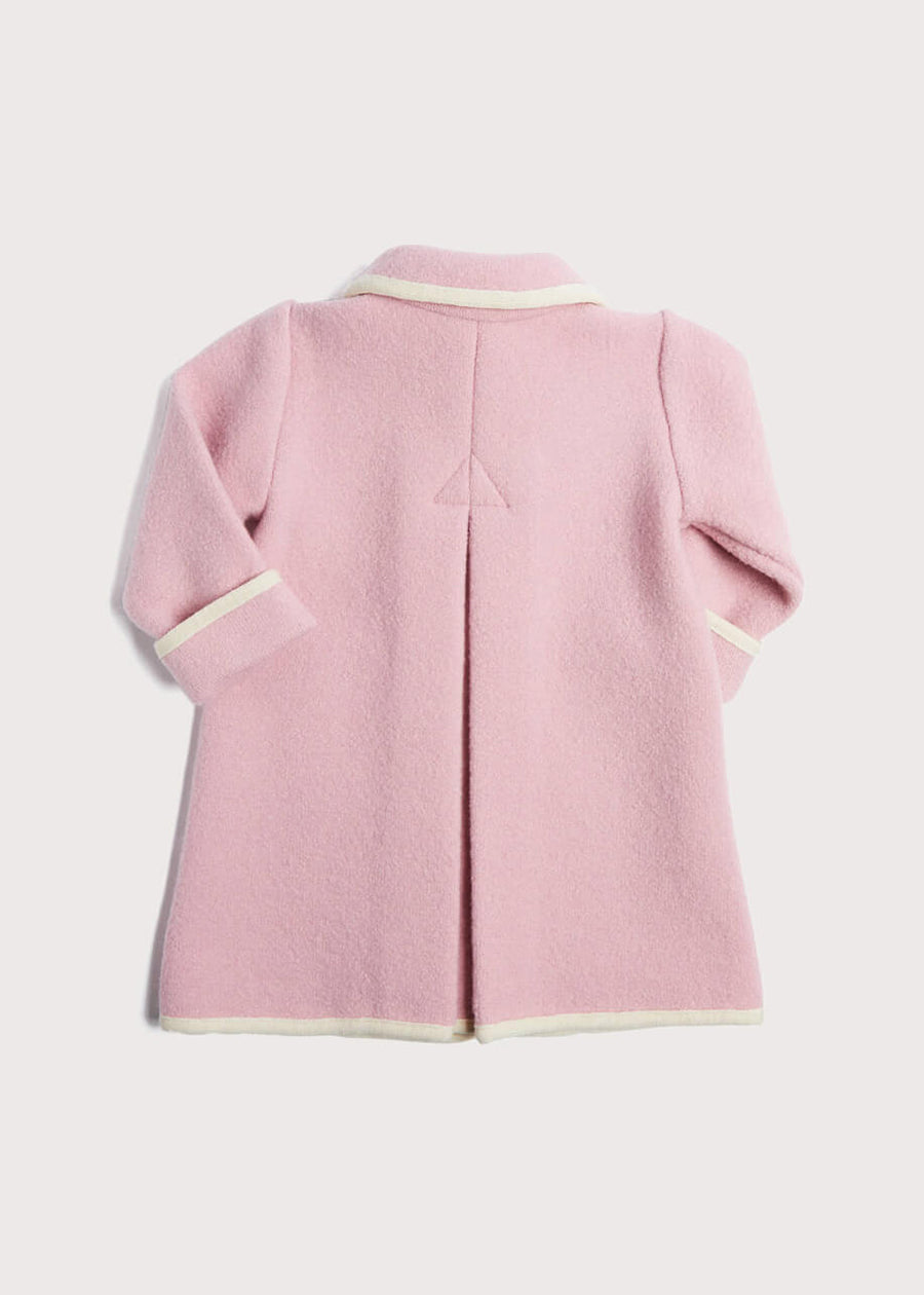 Austrian Double Breasted White Trim Baby Coat in Baby Pink (6mths-4yrs) Coats from Pepa London
