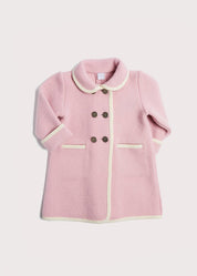 Austrian Double Breasted White Trim Baby Coat in Baby Pink (6mths-4yrs) Coats from Pepa London