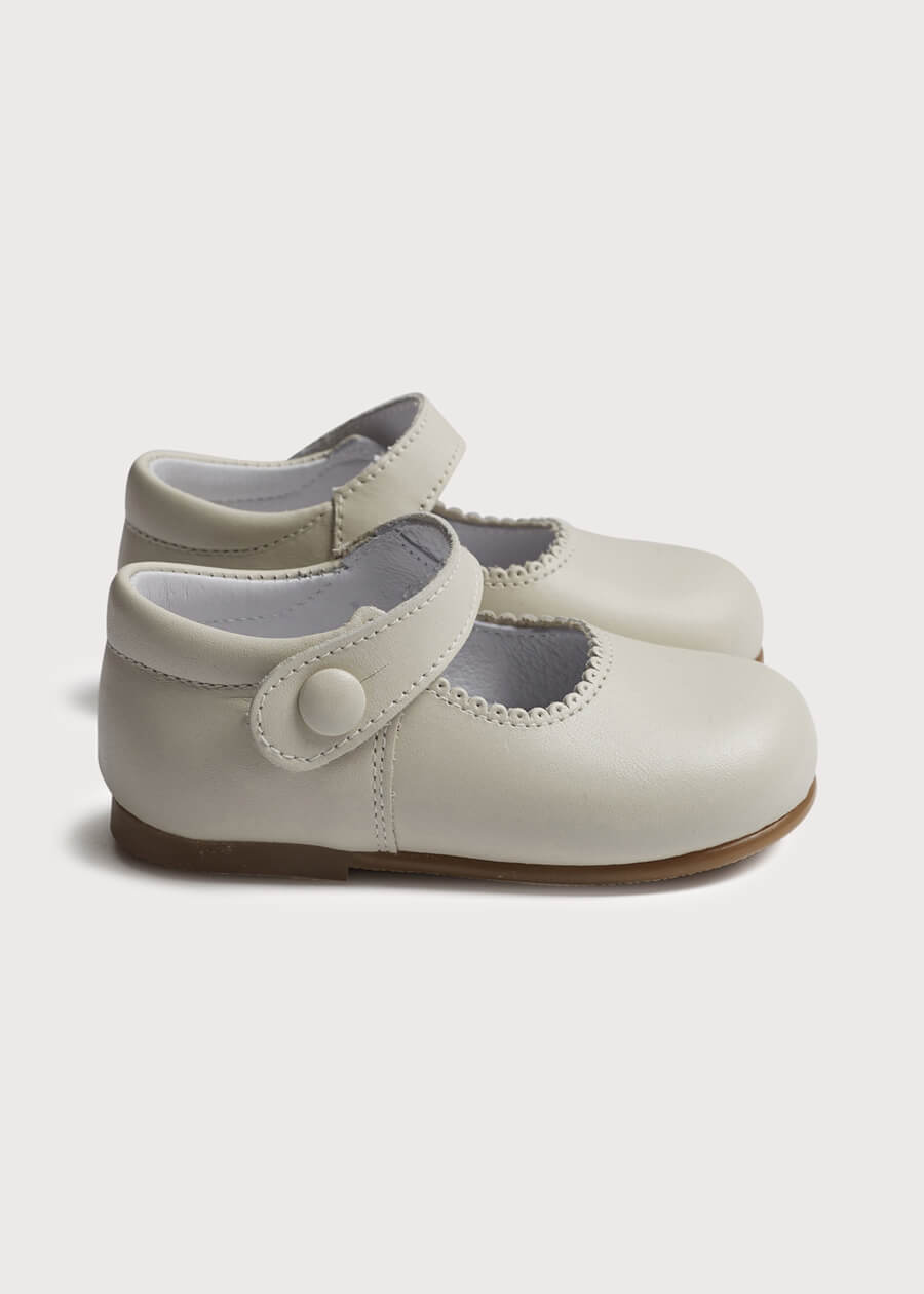 Mary Jane Leather Baby Shoes in Ivory (20-24EU) Shoes  from Pepa London