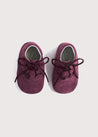 Suede Oxford Pram Booties in Burgundy (17-20EU) Shoes from Pepa London