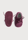 Suede Oxford Pram Booties in Burgundy (17-20EU) Shoes from Pepa London