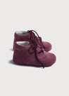 Suede Oxford Pram Booties in Burgundy (17-20EU) Shoes from Pepa London