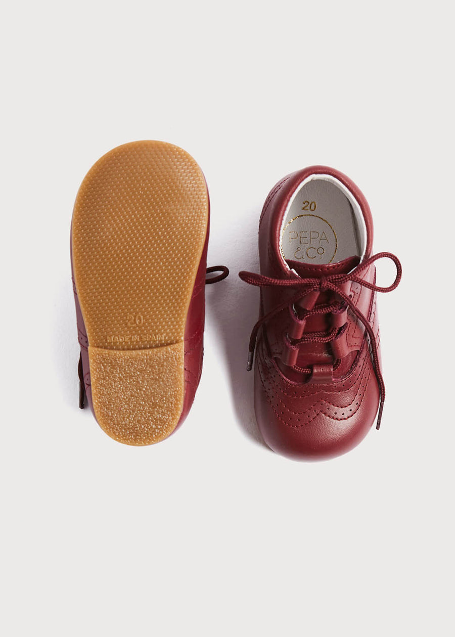 Oxford Baby Booties in Burgundy (20-26EU) Shoes  from Pepa London