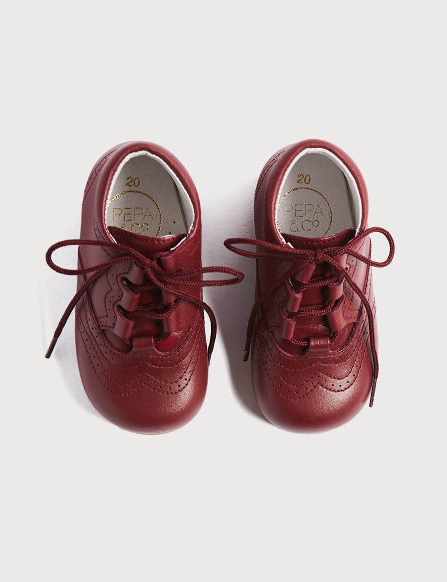 Oxford Baby Booties in Burgundy (20-26EU) Shoes  from Pepa London