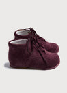 Suede Oxford Baby Booties in Burgundy (20-26EU) Shoes from Pepa London