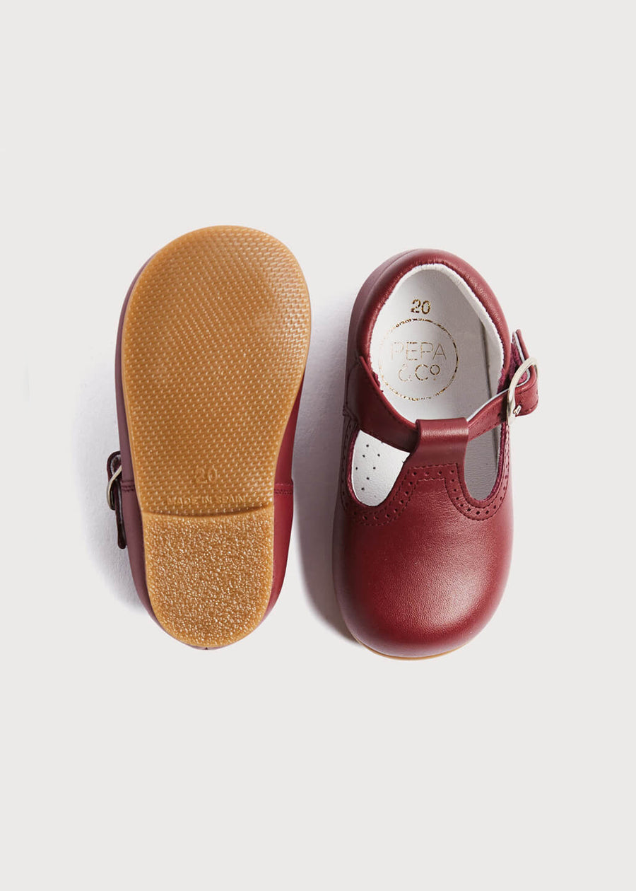 T-Bar Baby Shoes in Burgundy (20-26EU) Shoes  from Pepa London