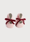 Suede Pink Baby Pram Shoes with Velvet Ribbon (17-20EU) Shoes  from Pepa London