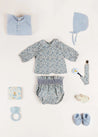 Evelyn Floral Long Sleeve Blouse in Blue (1-6mths) Blouses  from Pepa London