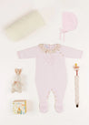 Ophelia Floral Ruffle Collar Knitted All-In-One in Pink (1-6mths) Baby One-Pieces  from Pepa London