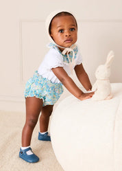 Leontyne Floral Elasticated Waist Bloomers in Blue Made with Liberty Fabric (1mth-3yrs) Bloomers from Pepa London