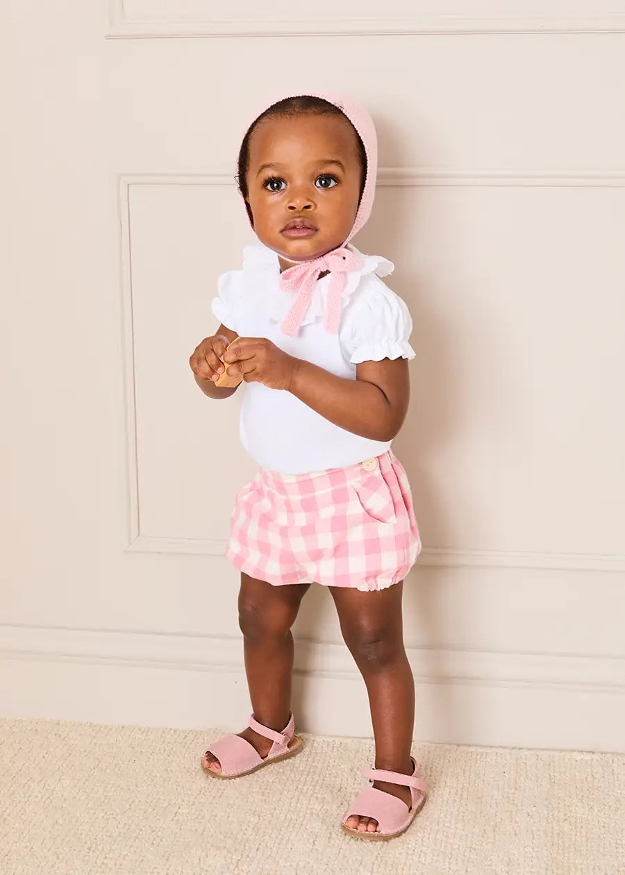 Catherine Gingham Button Detail Bloomers in Pink (3mths-2yrs) Bloomers from Pepa London