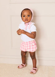 Catherine Gingham Button Detail Bloomers in Pink (3mths-2yrs) Bloomers from Pepa London