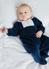 Polo Collar Velour Nightwear in Navy (0-12mths)m Nightwear  from Pepa London