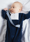 Polo Collar Velour Nightwear in Navy (0-12mths)m Nightwear  from Pepa London